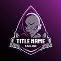 Alien Gamer logo. vector illustration. e-sport style logo.