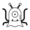 Alien Half Glyph and Line mixing Vector icon which can easily modify or edit