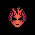 Alien head with fire modern logo Royalty Free Stock Photo