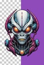 Alien head illustration isolated on transparent background