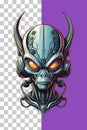 Alien head illustration isolated on transparent background