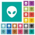 Alien head square flat multi colored icons Royalty Free Stock Photo