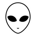 Alien icon face with large eyes isolated on white background. Extraterrestrial humanoid head.