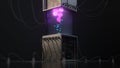 Alien incubator in sci-fi laboratory 3D render