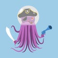 Alien intruders Space pirate Octopus. cosmic monster Invader.