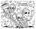 Alien invaders. Hand drawn Royalty Free Stock Photo