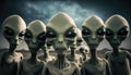 Alien Invasion. Selfie: Group of Area 51 Extraterrestrials in a Fun Pose. Generative ai illustration