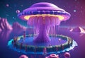 Alien Jellyfish Spaceship Isometric purple AI