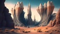 alien landform, digital art illustration, Generative AI