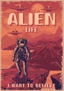 Alien life vintage poster colorful
