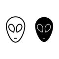 Alien line and glyph icon. Extraterrestrial rover vector illustration isolated on white. Ufo outline style design Royalty Free Stock Photo