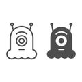 Alien line and glyph icon. Extraterrestrial vector illustration isolated on white. Monster outline style design