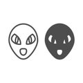 Alien line and glyph icon. Humanoid vector illustration isolated on white. Space character face outline style design Royalty Free Stock Photo