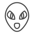 Alien line icon. Humanoid vector illustration isolated on white. Space character face outline style design, designed for Royalty Free Stock Photo