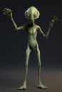 Alien or little green man portrait which is an extra-terrestrial creature from outer space