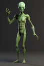 Alien or little green man portrait which is an extra-terrestrial creature from outer space