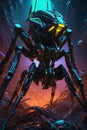 Alien Mantis horror, spooky, terror above a pile of corpses