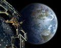 Alien mega structure colony in near Earth orbit Royalty Free Stock Photo