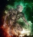 Alien monster on space background 3d illustration Royalty Free Stock Photo