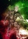 Alien monster on space background 3d illustration Royalty Free Stock Photo