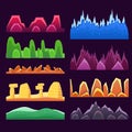 Alien Mountains And Colorful Desert Landscaping Seamless Background Patterns For 2D Platformer Game Design