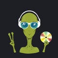 Alien music fun hand drawn vector illustration Royalty Free Stock Photo