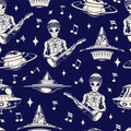 Alien music monochrome pattern seamless