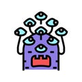 alien with nine eyes color icon vector illustration