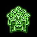 alien with nine eyes neon glow icon illustration