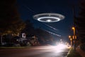 alien object UFO disc over the road generative ai