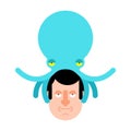 Alien Octopus on head. Mind control. Monster Aliens Management of human consciousness