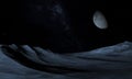 Alien Planet - 3D Rendered Computer Artwork. Rocks and moon