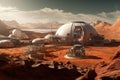 Alien Planet, Science fiction, scientists station on red planet, colony on planet Mars Royalty Free Stock Photo