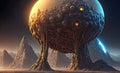 Alien planet landscape, 3d illustration of imaginary, fictional another planet background