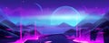 Alien planet landscape with neon light Royalty Free Stock Photo
