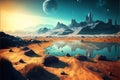 Alien planet landscape with strange rock formations Royalty Free Stock Photo
