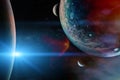 Alien planets in the outer space. Elements of this image furnished by NASA Royalty Free Stock Photo