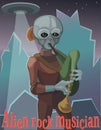 The alien plays the bagpipes