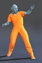 Alien prisoner or worker in orange overalls