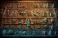 alien pyramid hyeroglyphs Spaceship UFO over pyramids. Aliens and egyptians illustration generative ai Royalty Free Stock Photo