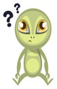 Alien with question marks, illustration, vector Royalty Free Stock Photo