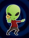 Alien with Ray Gun Vector Cartoon