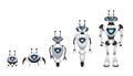 Alien robot evolution. Future digital machines with antenna, cyborg model engineering. Ai technology assistants