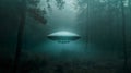 Alien saucer that has crash landed in forest