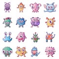 Alien scary monster icons set, cartoon style Royalty Free Stock Photo