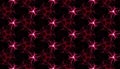 Alien seamless background. Abstract ornament of fractal glowing elements in red tones.