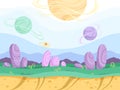 Alien seamless background. Moon surface strange futuristic fantasy planet ground explorer mountain 2d games vector