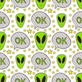 Alien seamless pattern. Bright background for fashion textile design