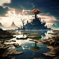 Alien Sentinels Rise from a Drowned World Royalty Free Stock Photo