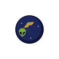 Alien ship fly with light for logo design illustration, UFO logo